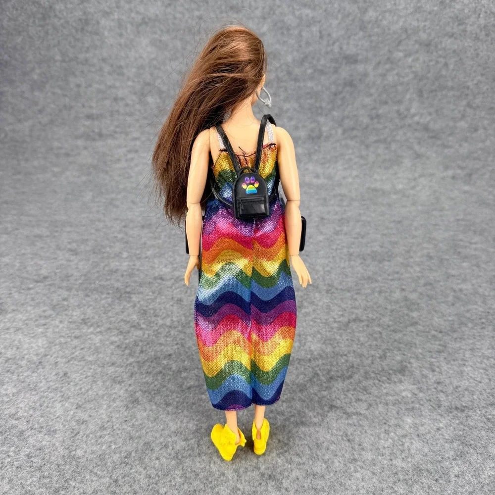 2018 Barbie Fashionistas Doll Rainbow Dress Shine Bright Like the Stars Backpack